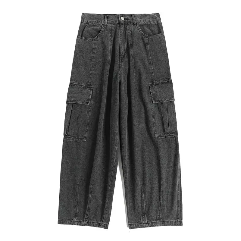 Baggy Jeans Wide Legs Trousers Men'S Denim Pants Korean Fashion Male Jeans Oversize Cargo Pants Streetwear Hip Hop Harajuku