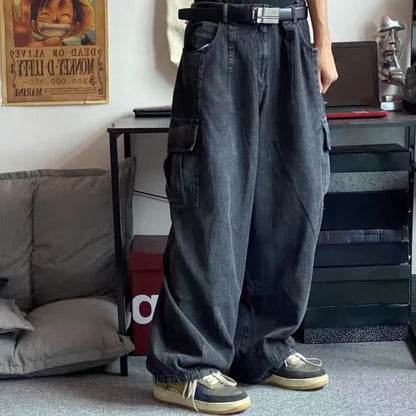 Baggy Jeans Wide Legs Trousers Men'S Denim Pants Korean Fashion Male Jeans Oversize Cargo Pants Streetwear Hip Hop Harajuku